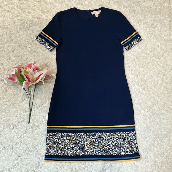 MICHAEL Michael Kors Dresses & Skirts - Michael Kors Navy, Marigold & Floral Trim Dress